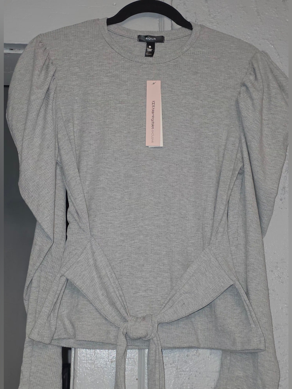 (Bloomingdales Exclusive)Aqua Women's Light Gray Tie-Front Long Sleeve Top